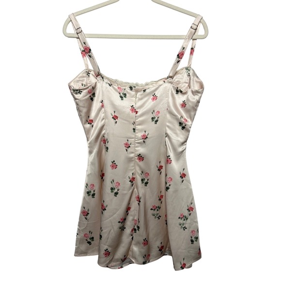 Princess Polly Satin Slip Dress Pink Floral Lace Trim Mini Spaghetti Strap Sz 10 - Picture 7 of 12